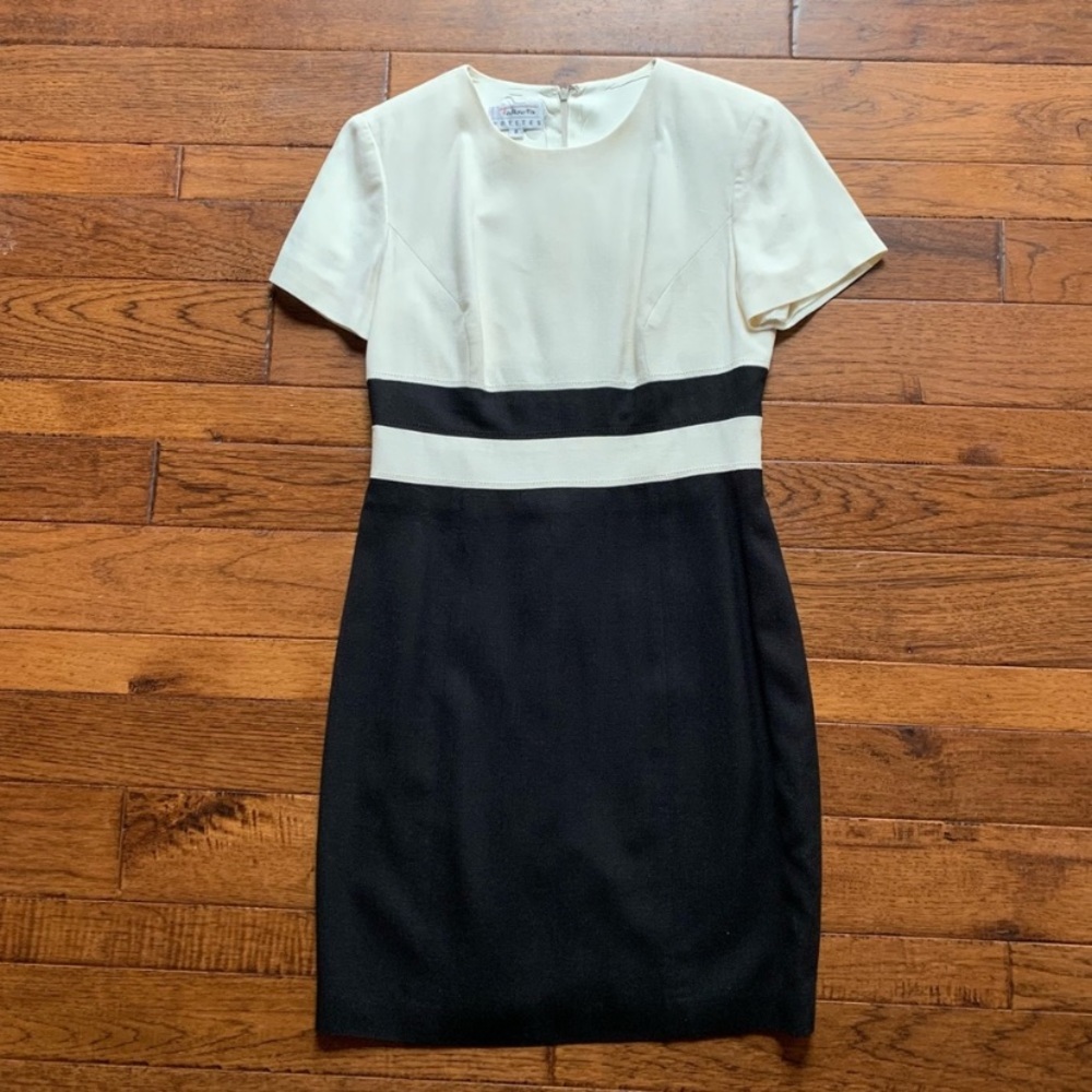Vintage Talbots White & Black Dress Size 8P